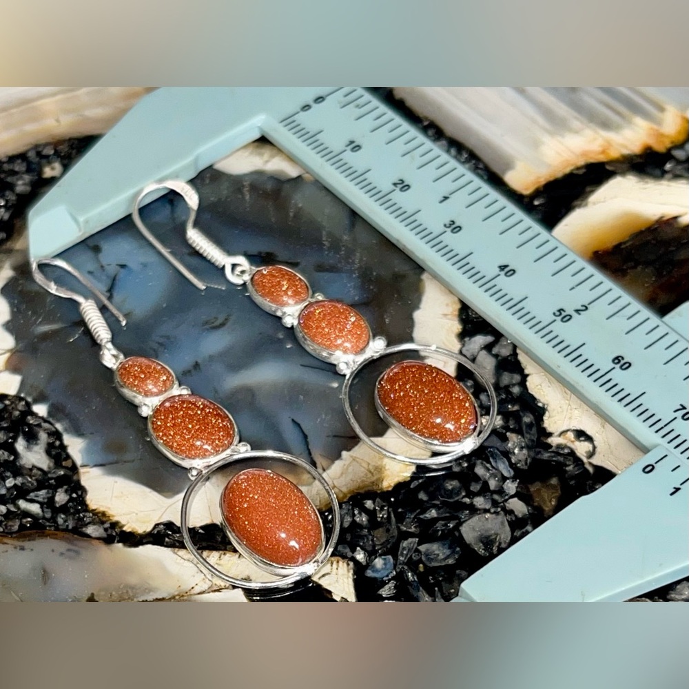 Lightweight Golden Sandstone Earrings 2 1/2” - Picture 17 of 17
